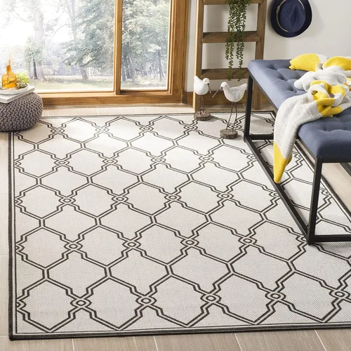 Vista 10 de SAFAVIEH Alfombra lavable para exteriores Linden Collection – Alfombra de pasillo de 2.2 x 8 pies, color crema y aguamarina, no desprende pelusa