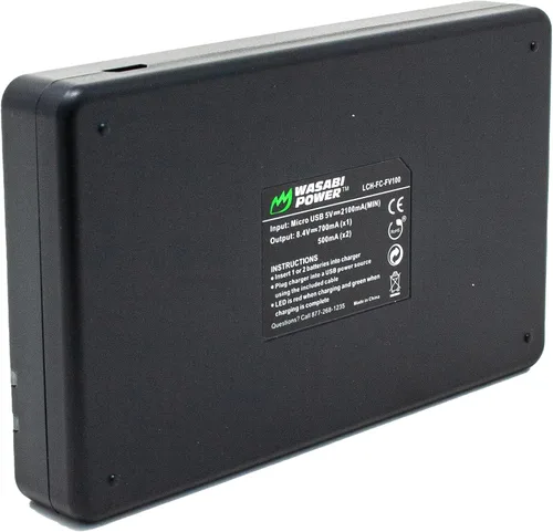 Vista 4 de Wasabi Power Batería (paquete de 2) y cargador dual USB compatible con Sony NP-FV100 y DCR-SR15, DCR-SX45, FDR-AX100, HDR-CX105, HC9, PJ30V, TD20V