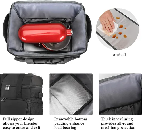 Vista 3 de LEFOR·Z Bolsa mezcladora de pie compatible con mezcladores KitchenAid (6-8 cuartos de galón), mezclador acolchado, funda de transporte de viaje