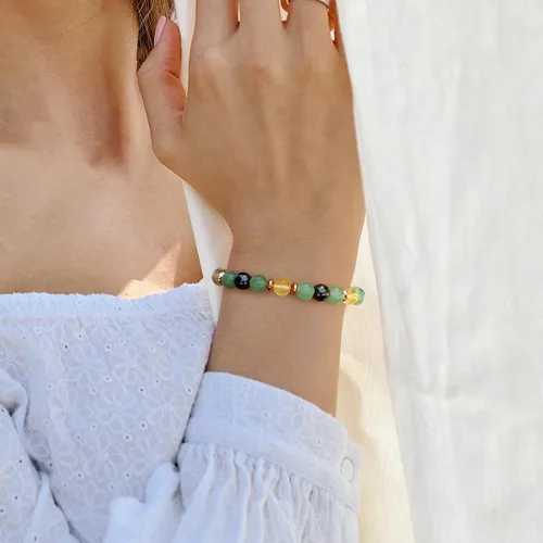 Vista 7 de GolbalJew Pulsera curativa para mujer, pulseras de cuentas de ansiedad, joyería de piedra curativa, pulsera de cristal para aliviar el estrés