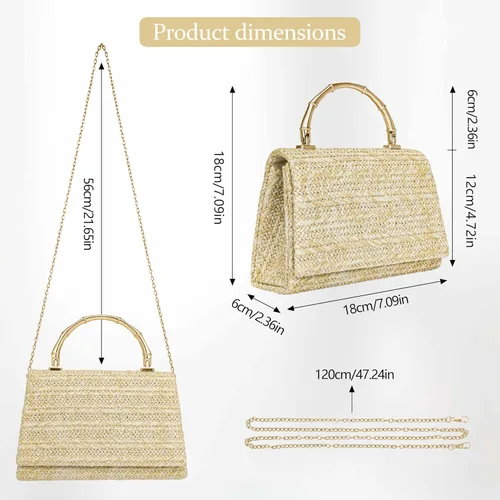 Vista 5 de Larcenciel Bolsos de noche para mujer, bolso de mano de noche con asa superior con purpurina con cadena para fiesta, graduación, boda, cóctel club