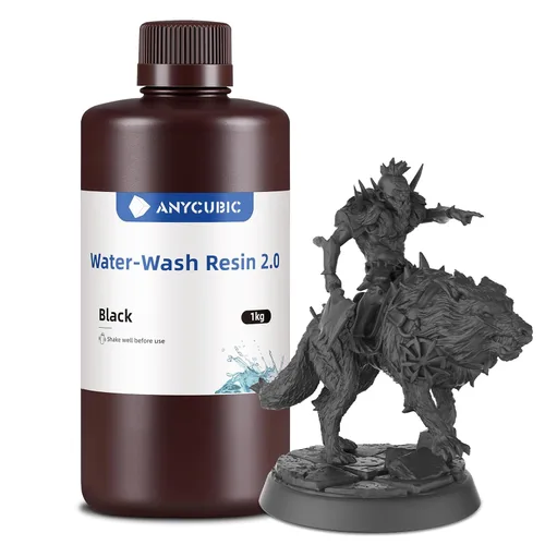 Vista 27 de ANYCUBIC Resina de impresora 3D lavable al agua 2.0, resina 3D de alta precisión de 405 nm, resina de fotopolímero de baja contracción para Gris