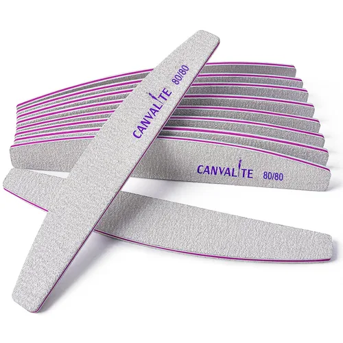 Vista 10 de Canvalite 10 limas de uñas profesionales reutilizables de doble cara (grano 100/180), herramientas de peinado de uñas para uso doméstico y de salón