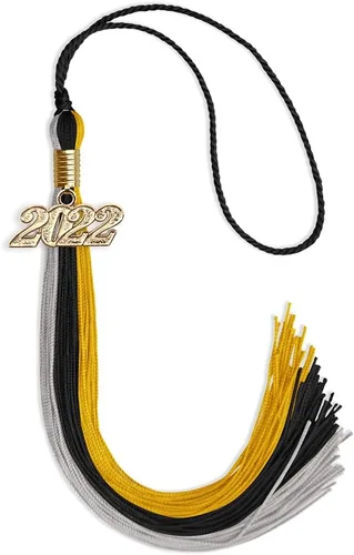 Vista 24 de Endea - Borla de graduación de triple color con gota de fecha dorada (negro/dorado/granate, 2020)