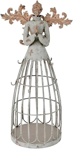 Vista 8 de Y&K Decor - Estatua de ángel de metal envejecido para jardín, patio, césped, patio, decoración de interiores y exteriores, Navidad (25.5 pulgadas)