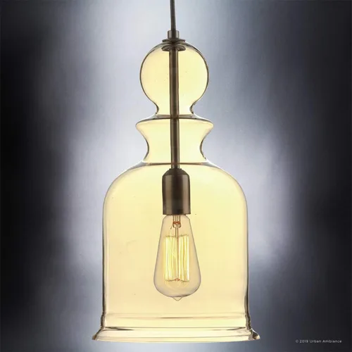 Vista 2 de Urban Ambiance Lámpara colgante moderna de lujo estilo granja, tamaño pequeño: 16-1/2 "x 9", con elementos de estilo aislante eléctrico, acabado