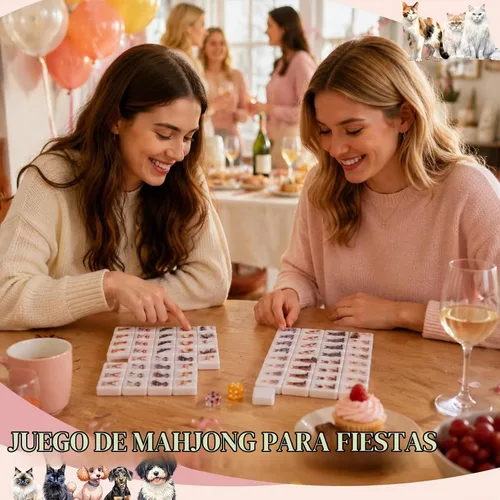 Vista 5 de Hollowfly 2 Jugadores Mahjong Bloque Set Animales