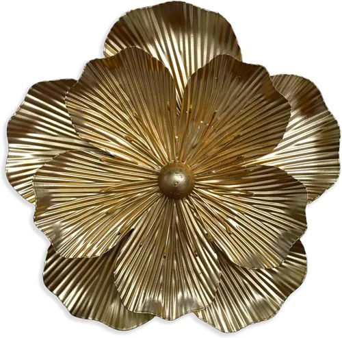 Vista 7 de Decoración artística de pared de flores de metal, escultura floral moderna y rústica de 8.3 pulgadas, hierro envejecido para colgar en la pared
