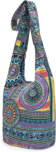 Vista 192 de Bolsa de hombro para mujer, de lona en estilo hippie/bohemio para llevar cruzada al hombro, disponible en diferentes colores y estampados