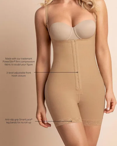 Vista 4 de Body corto con gancho frontal para mujer con control de abdomen y levantamiento de glúteos