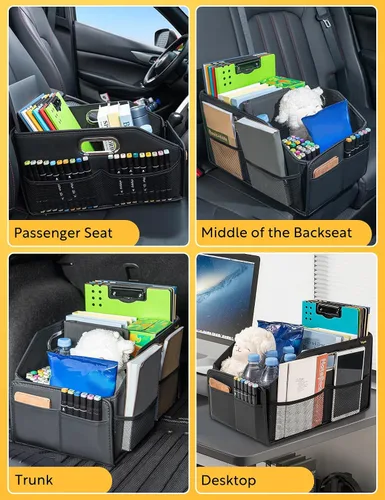 Vista 2 de Organizador de asiento de automóvil, organizador de asiento delantero, organizador plegable para automóvil y almacenamiento para asiento trasero