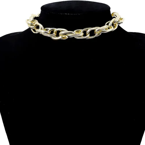 Vista 6 de Collar grueso de oro para mujer, gargantilla de oro, collar grueso de hip pop, collar de oro, joyería apilable, collar de barra en T, trajes