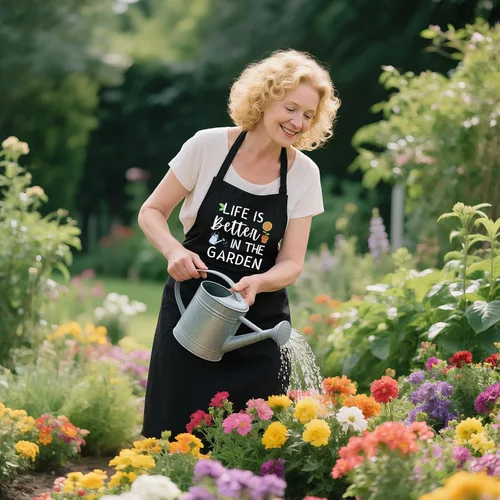 Vista 4 de Delantal de jardinería para mujer con bolsillos, delantal de jardín ajustable divertido regalo para jardinero, mamá, esposa, amante de las plantas