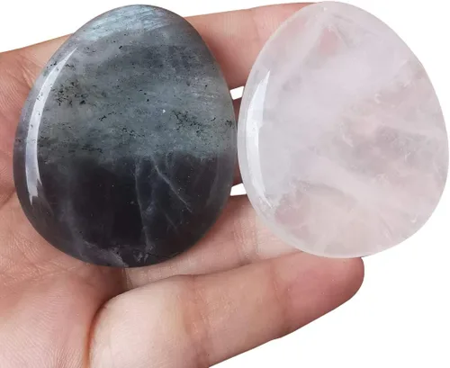 Vista 5 de Piedra calmante para el pulgar, en forma de gota, para relajar el estrés y curación con cristal Reiki, cabe en la palma de la mano