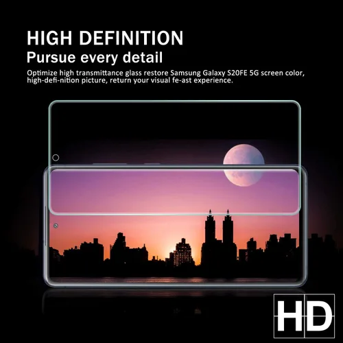 Vista 6 de Protector de pantalla de vidrio templado transparente para Galaxy S20 FE HD + protectores de lente de cámara, [2+2 unidades] [vidrio 3D]