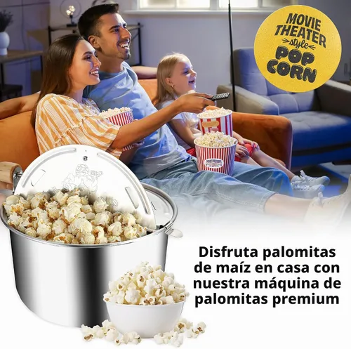 Vista 4 de Great Northern Popcorn Máquina para hacer palomitas de maíz con asas de madera, plata, 5 cuartos de galón (529019ECS) Estufa de aluminio