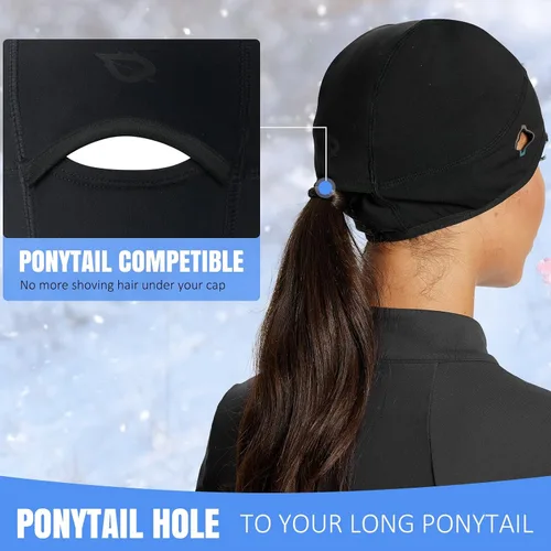 Vista 5 de BALEAF Sombreros de invierno con diseño de calavera para hombres y mujeres, calentadores de oídos, para clima frío, forro de casco para ciclismo