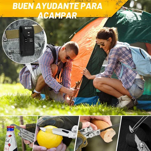 Vista 6 de BIBURY Alicates multiherramienta Pro BI2045, alicates multiherramienta de acero inoxidable con cortadores de alambre reemplazables y sierra