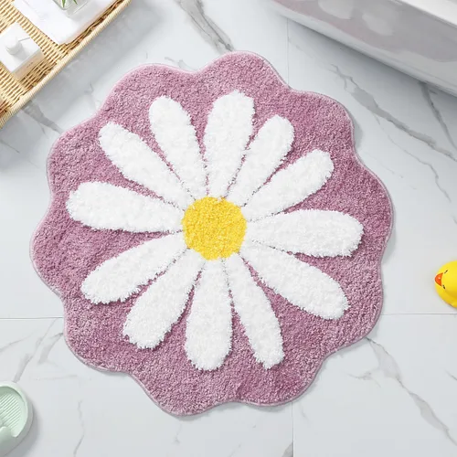 Vista 8 de Bonita alfombra de baño, alfombra antideslizante de absorción de agua, suave, lavable a máquina, para dormitorio, cocina, baño, inodoro, 25.6 x 25.6