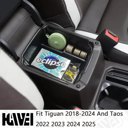 Vista 3 de HGWEI Organizador de Consola Central Compatible con VW Tiguan 2018 2019 2020 2021 2022 2023 2024 y Volkswagen Taos 2022-2025, Bandeja de Inserto