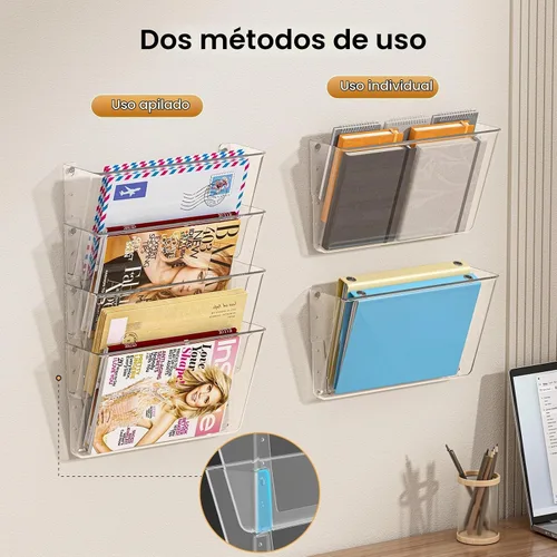 Vista 2 de MaxGear - Paquete de 4 bolsillos de acrílico transparente