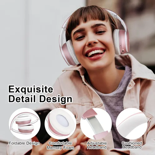 Vista 2 de JOMILIN B9 - Auriculares Bluetooth sobre la oreja, 3 modos de EQ musical y 50 horas de reproducción, auriculares inalámbricos con micrófono, estéreo