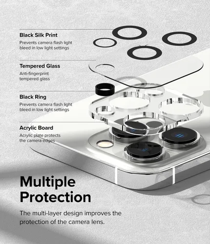 Vista 4 de Ringke Paquete de 3 lentes de cámara compatibles con iPhone 14 Pro Max y iPhone 14 Pro, vidrio templado
