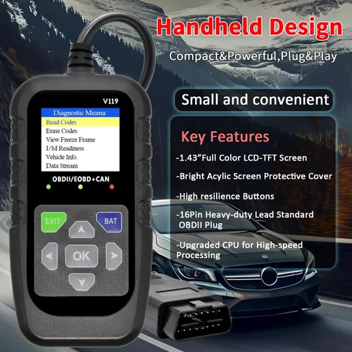 Vista 5 de Herramienta de diagnóstico OBD2 para coche, lector de código, probador de voltaje, código de falla de la luz de motor, OBD2/EOBD para vehículos