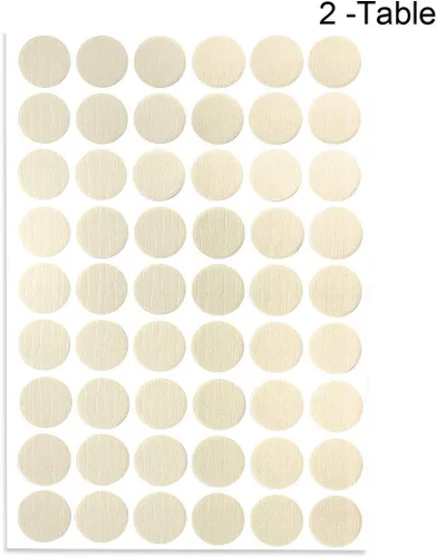 Vista 2 de uxcell Calcomanías autoadhesivas de plástico texturizado para muebles de madera, 0.827 in de diámetro, 108 piezas en 2 hojas de relieve blanco