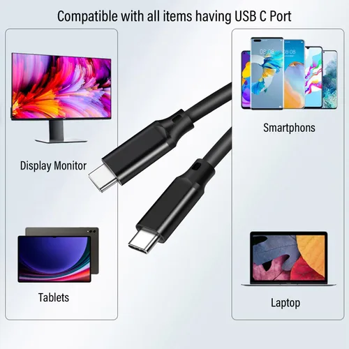 Vista 2 de Pocxwa - Cable de video USB-C a USB-C 3.2 Gen 2x2, cable de carga USBC de 240 W de 5 pies 4K@144HZ, 20Gbps Data Sync, Compatible with MacBook Pro