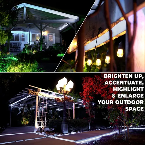 Vista 5 de Cuerda de luz LED blanca fría de 150 pies con 1656 luces LED, 8 modos de 1/2 pulgada de grosor, controlador conectable al aire libre, permanente