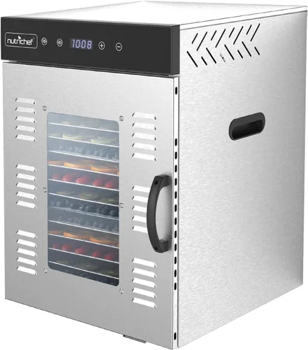 Vista 8 de NutriChef Deshidratador eléctrico de alimentos para encimera, 900 vatios de alta calidad, varios niveles: ahorra tiempo frente a 600 W. Haz carne