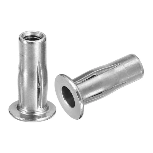 Vista 11 de uxcell M6 - Tuercas de remache de agarre múltiple, 2 piezas de vástago preabombado, cabeza plana, tuerca de inserción roscada de acero inoxidable