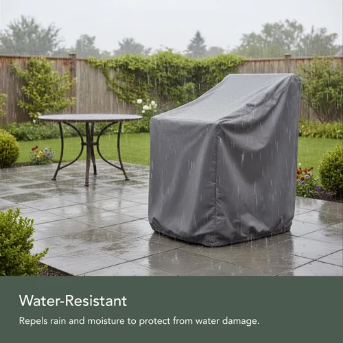 Vista 8 de Covermates Elite - Funda para silla de exterior, protector de silla de patio de poliéster resistente al agua con dobladillo con cordón, correas