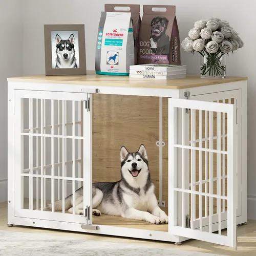 Vista 12 de Muebles de Jaula para Perros de Servicio Pesado de 33", Jaula de Madera Perrera para Perros Pequeños y Medianos, Perrera para Perros