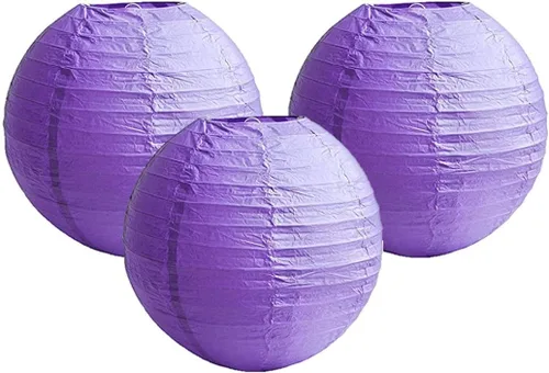 Vista 21 de Paquete de 3 linternas redondas de papel para decoración de boda y fiesta de cumpleaños (azul bebé, 4 pulgadas/3.9 in)