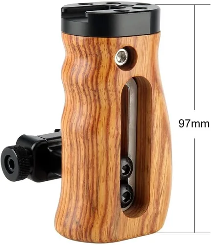 Vista 6 de NICEYRIG Mango de madera de liberación rápida NATO, agarre lateral universal con agujeros de montaje, zapata fría - 268