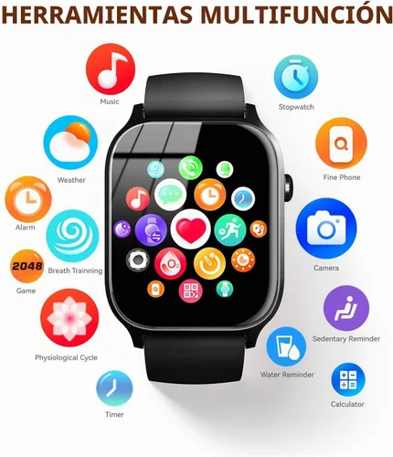 Vista 7 de Reloj inteligente para hombres y mujeres, contador de pasos de sueño (negro, 1.81)