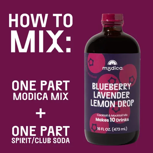 Vista 4 de Modica Bluberry Lavender Lemon Drop - Mezclador de cóctel y cola sin alcohol de primera calidad (10 porciones) creado por un galardonado mixólogo