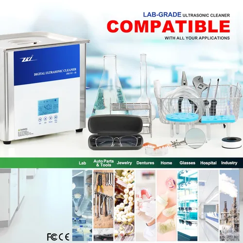 Vista 2 de ZKI Máquina de limpieza ultrasónica digital de 10 litros, calentador ajustable, intensidad y temporizador, limpiador ultrasónico, modo Degas, bajo