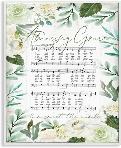 Vista 12 de Amazing Grace - Partituras florales, 16 x 20 pulgadas enmarcada giclée Amazing Grace Floral