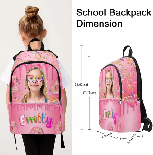 Vista 6 de MyPupSocks Mochila escolar personalizada para niños y niñas, mochila escolar personalizada para hija, hijo, amigos, Mochila17, Personalizado