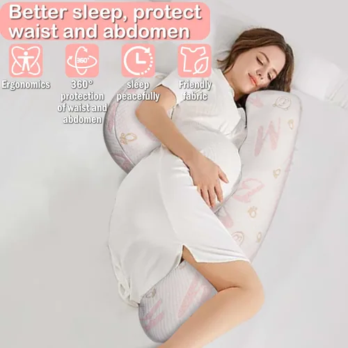 Vista 3 de Almohada de maternidad de embarazo para dormir, soporte para caderas, espalda, piernas, con funda desmontable y ajustable