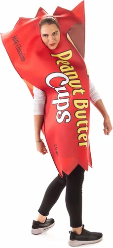 Vista 2 de Disfraz de Halloween con taza de mantequilla de maní, divertido juego de comida y dulces para adultos