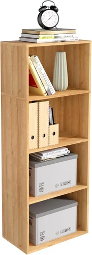 Vista 18 de Organizador de Almacenamiento de Madera de 3 Cubos, Estantería Baja de 3 Niveles Organizador de Exhibición de Almacenamiento Independiente, Estante