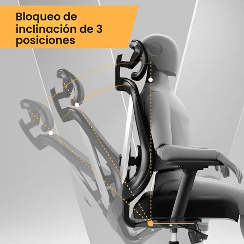 Vista 5 de HOLLUDLE Silla de oficina ergonómica de malla, soporte lumbar ajustable 3D y reposabrazos 3D, respaldo en forma de V, silla de escritorio ajustable