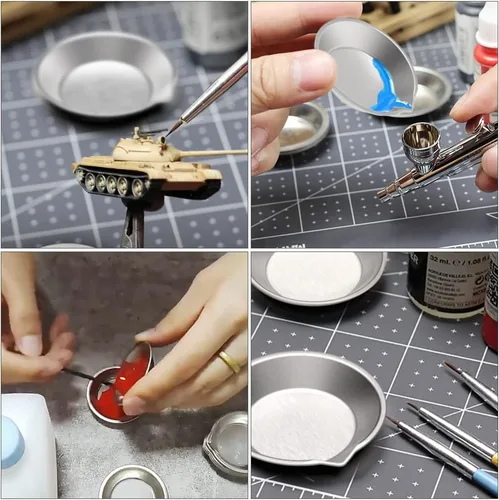 Vista 3 de DIYESMART 36 paletas de bandejas de pintura, 2 agitadores de pintura y 2 cuentagotas, ideales para mezclar pintura de aerógrafo, pintura