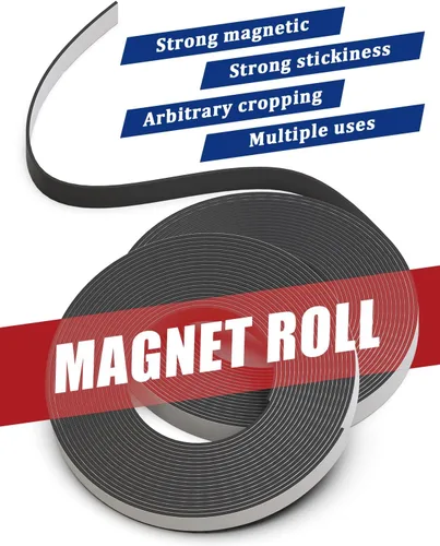 Vista 2 de Cinta magnética, 2 rollos de imanes de 32 pies con fuerte adhesivo en la parte posterior, tira magnética flexible anisotrópica