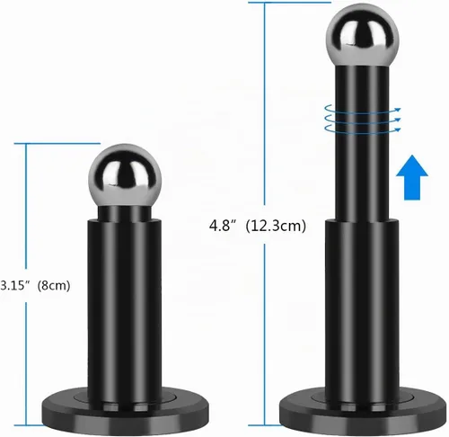 Vista 2 de Tope de puerta magnético de altura ajustable, tope magnético resistente, soporte de puerta de acero inoxidable 304 con montaje en pared y piso Negro