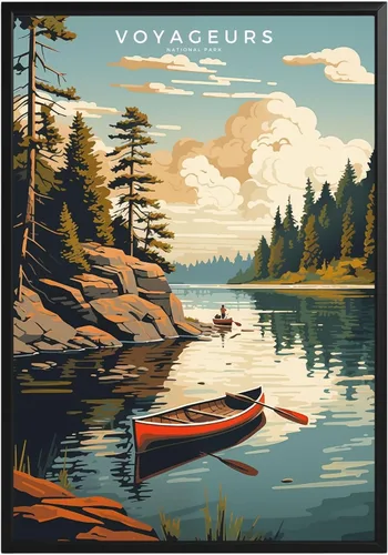 Vista 13 de Póster del Parque Nacional Acadia, arte abstracto de la pared, arte de pared de paisaje natural retro, impresiones artísticas de pared para oficina